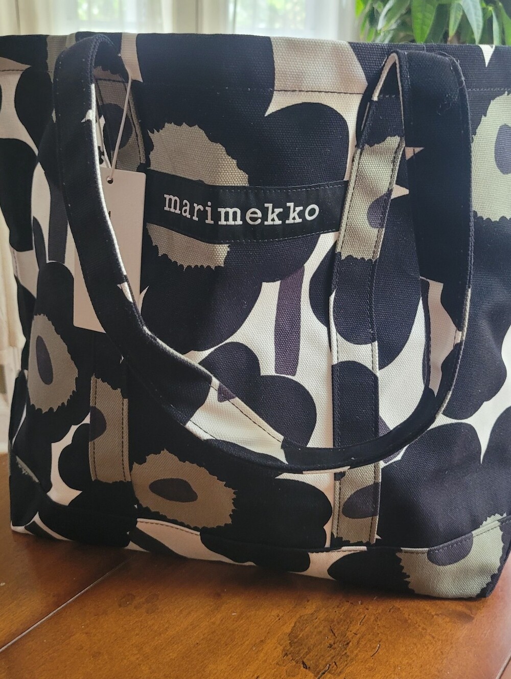 Marimekko Peruskassi Pieni Unikko Totebag Handbag Black NWT - Picture 7 of 7